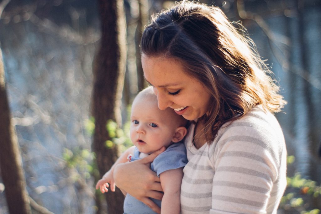 Woman with baby hearing loss in children