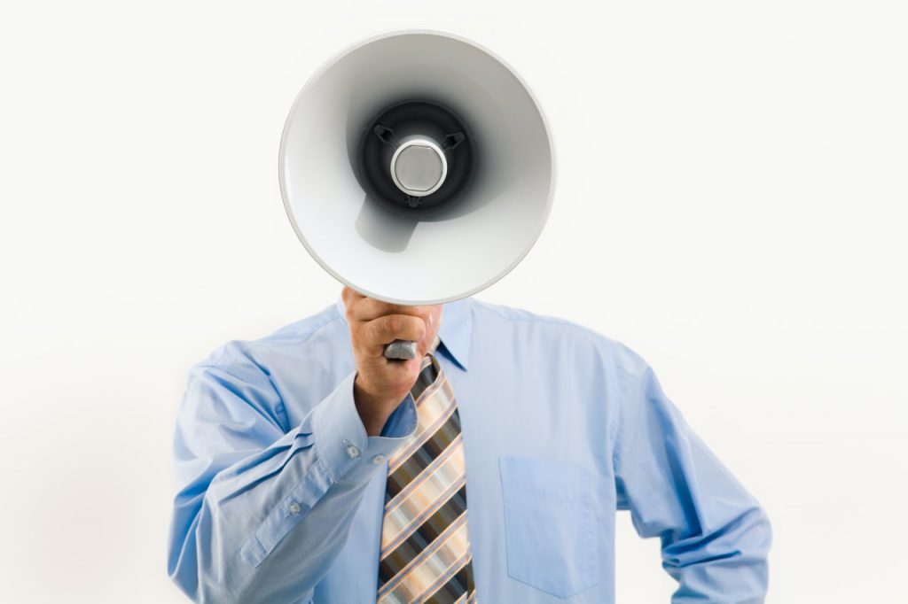 megaphone man prevent hearing loss