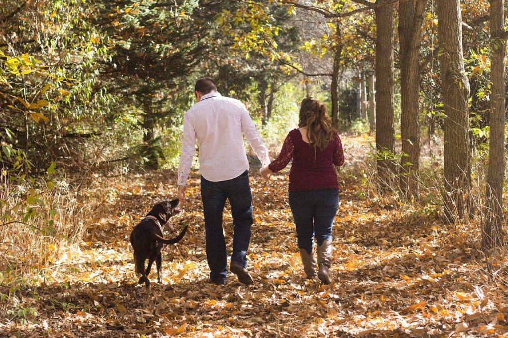 family walking in fall natural sound open fit hearing aids